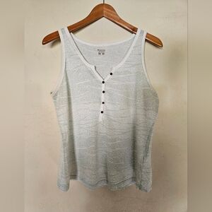 Columbia White/mint Tank Top with Button Detail